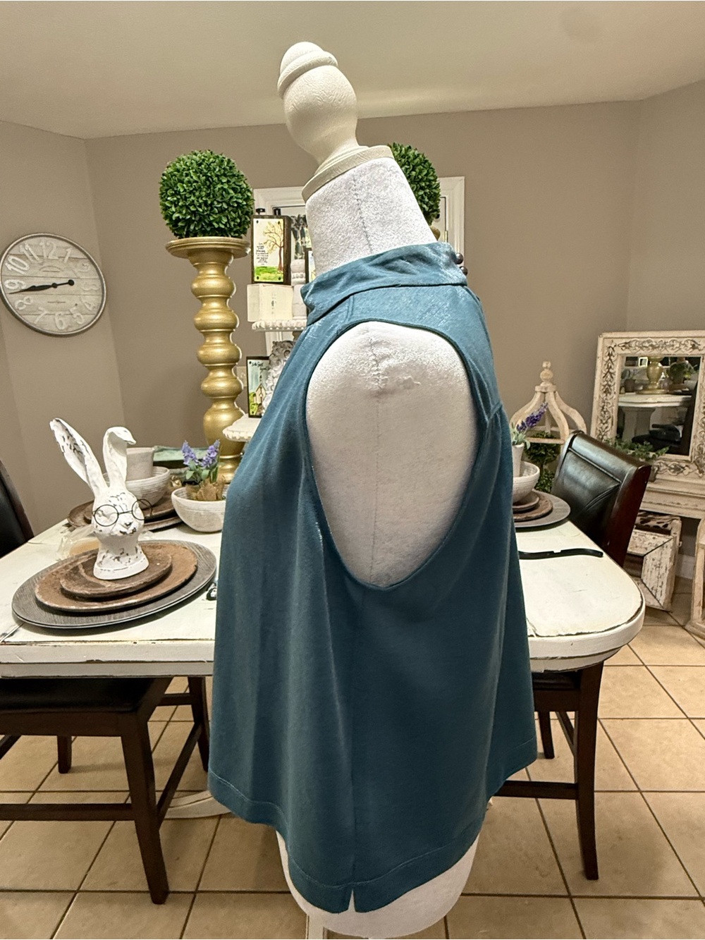 Lilla‎ P Teal Shimmery Mock Neck Tank - Picture 5 of 8